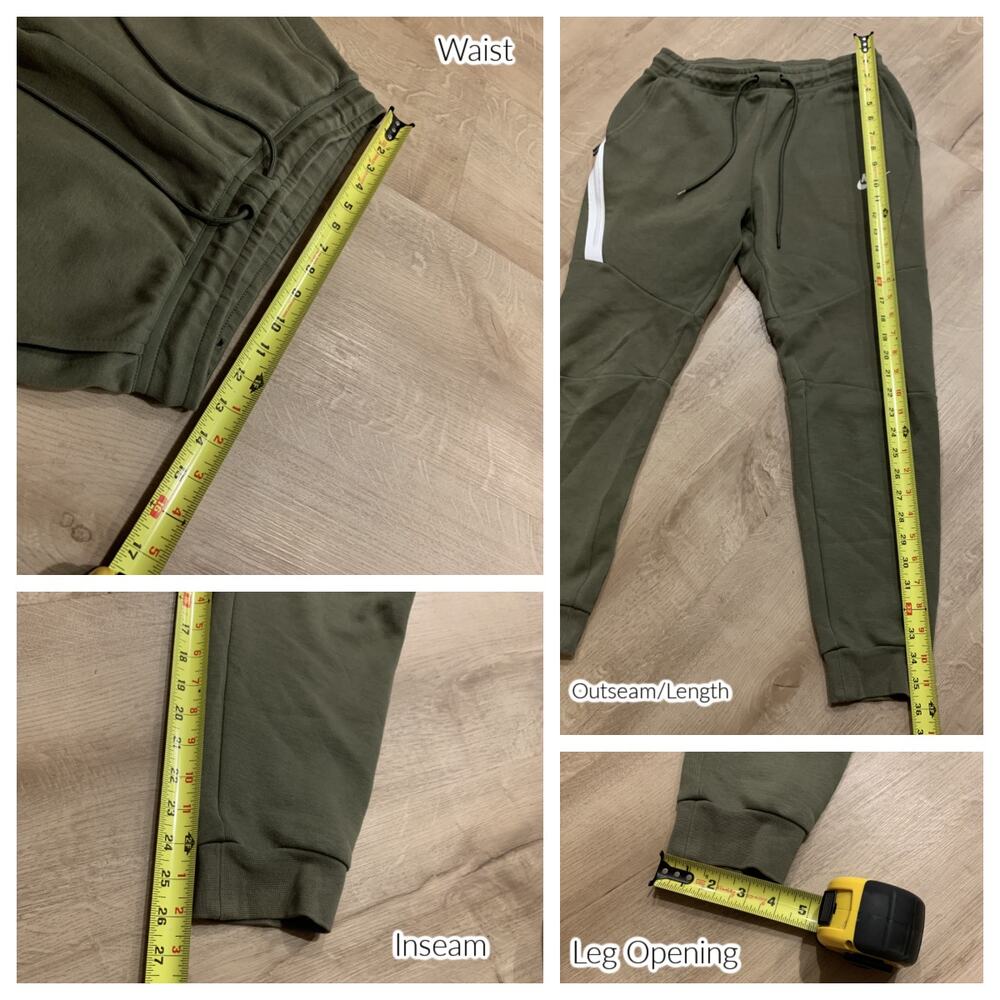 Nike Tech Fleece Pants Men's Small S Olive Green / White Jogger Sweatpants Zip - Picture 7 of 7
